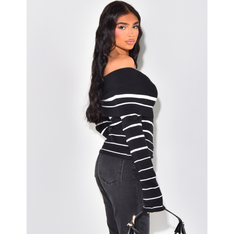 Pull tout doux col bateau à rayures