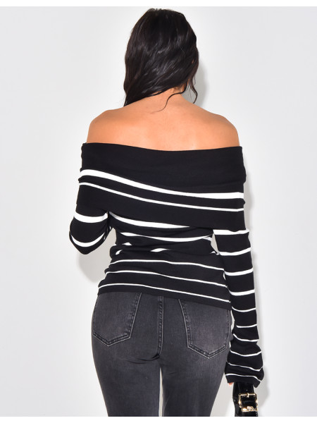 Pull tout doux col bateau à rayures