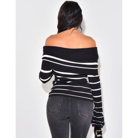 Pull tout doux col bateau à rayures