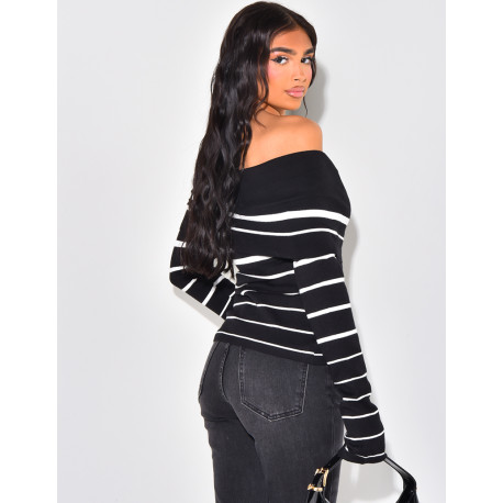 Pull tout doux col bateau à rayures