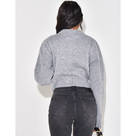 Pull en laine à fleurs brodée en relief