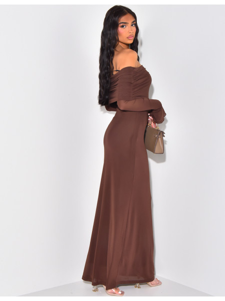 Robe PROMOD En Voile Doublée, Couleur Marine Doré Rouille, Taille ~36 - Occasion Très Bon état