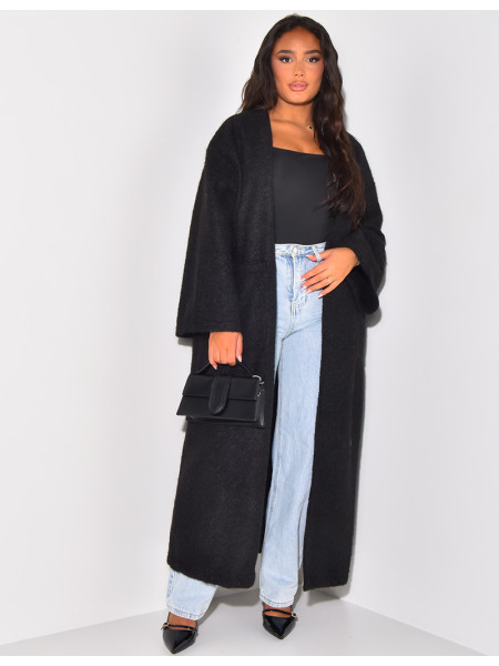 Oversized mottled wool coat