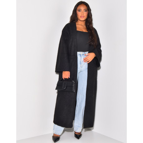 Oversized mottled wool coat