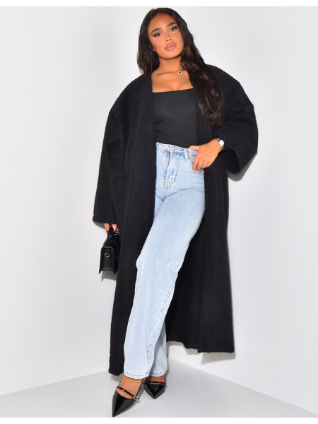 Oversized mottled wool coat