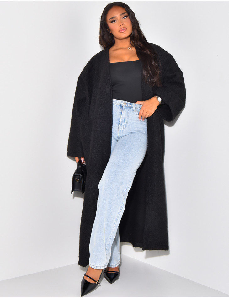 Oversized mottled wool coat