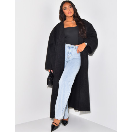 Oversized mottled wool coat