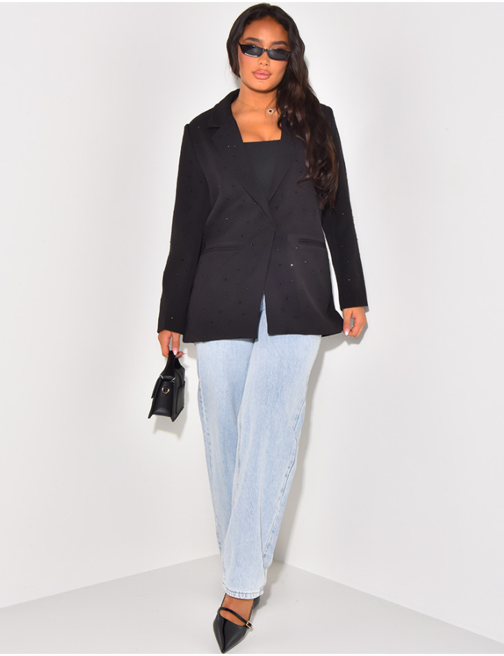 Blazer oversize à strass