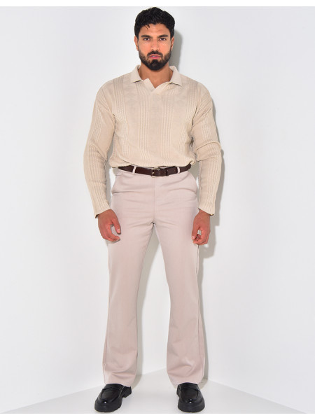 Pull fin à col et motifs