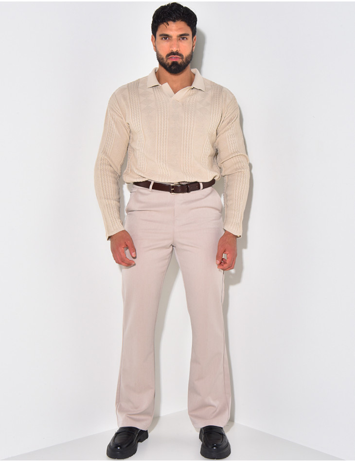 Pull fin à col et motifs