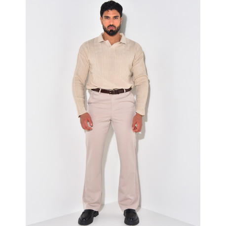 Pull fin à col et motifs