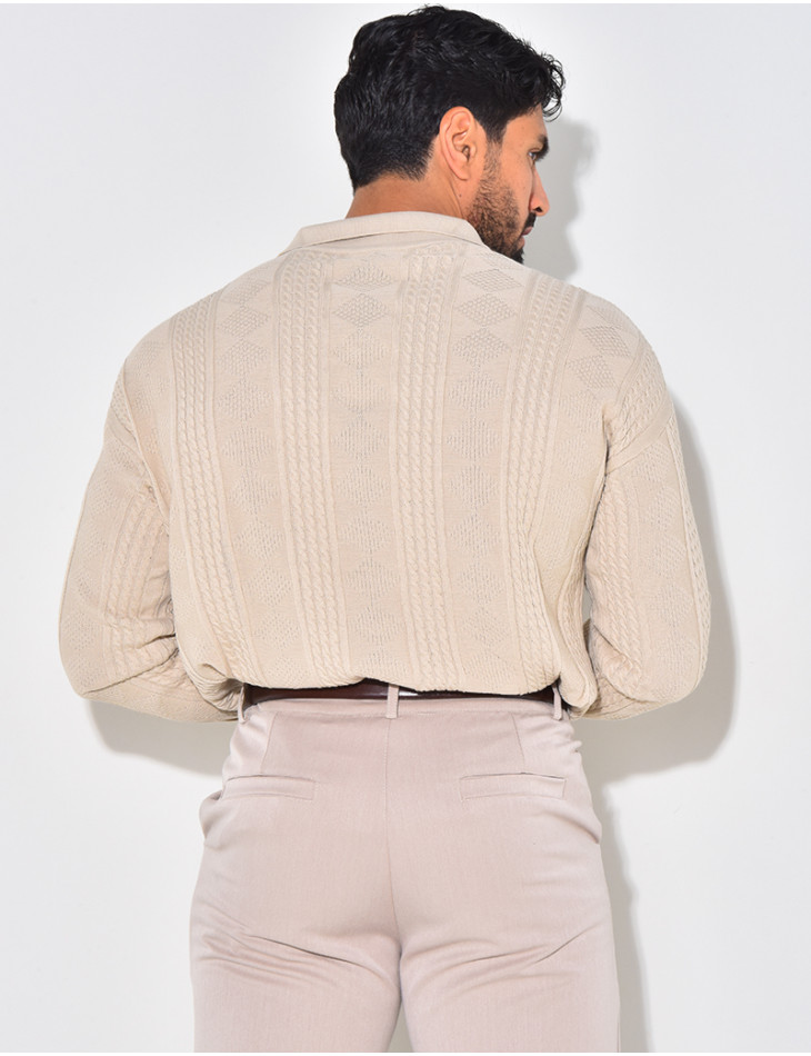 Pull fin à col et motifs