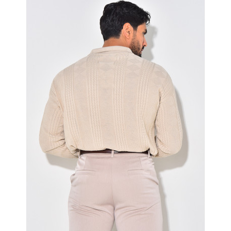 Pull fin à col et motifs