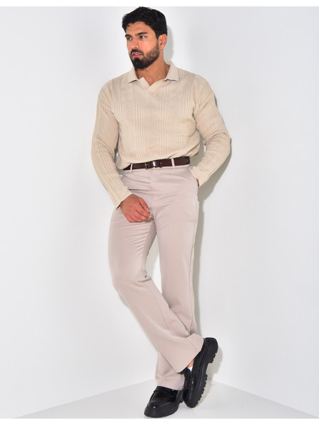 Pull fin à col et motifs