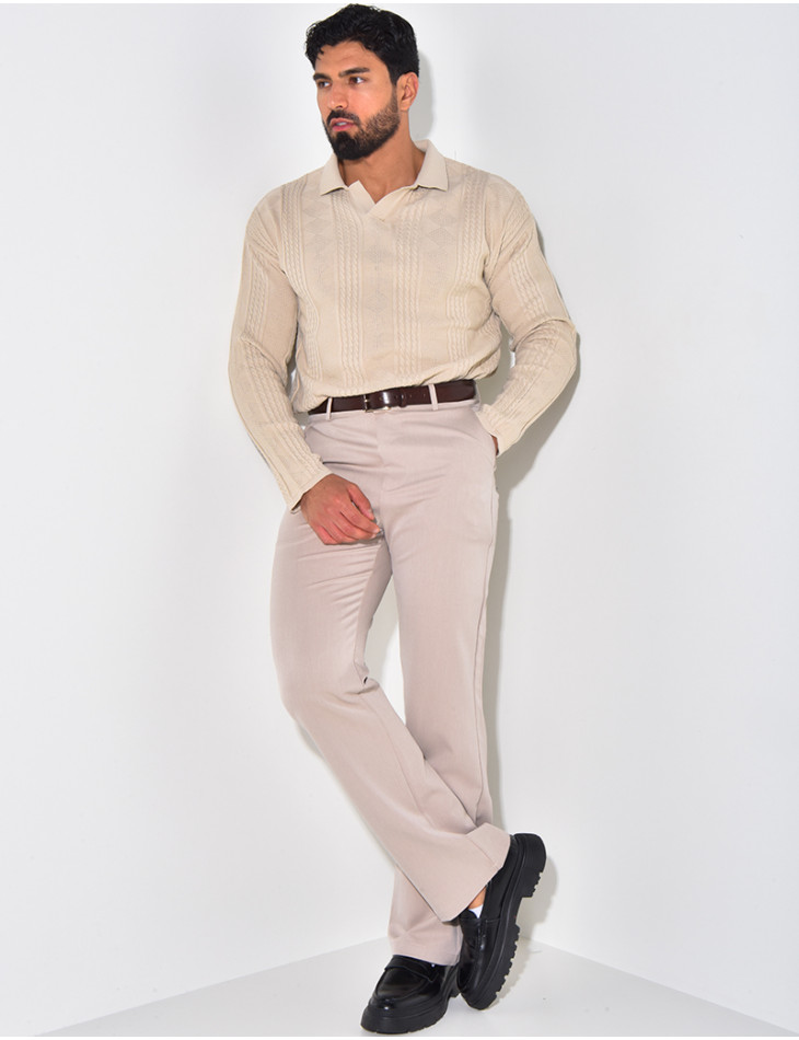 Pull fin à col et motifs