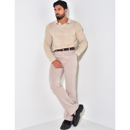 Pull fin à col et motifs