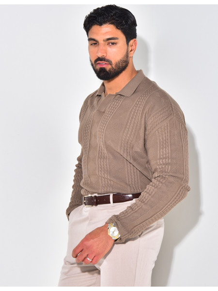 Pull fin à col et motifs