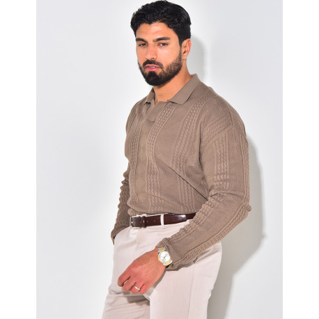 Pull fin à col et motifs