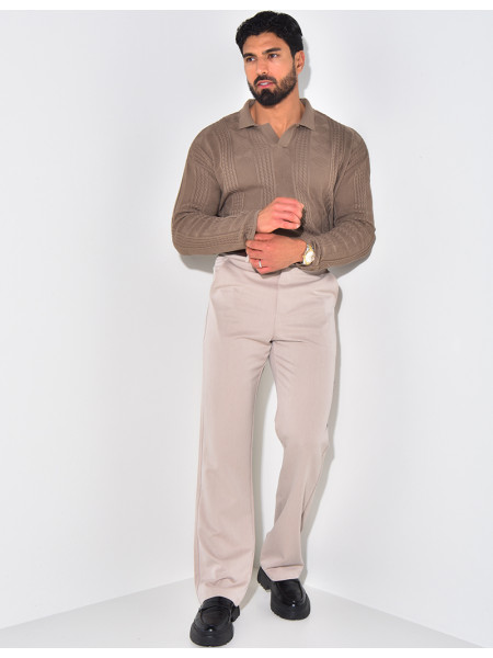 Pull fin à col et motifs