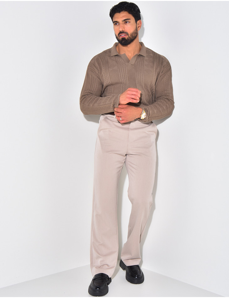 Pull fin à col et motifs