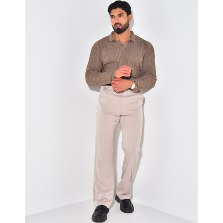 Pull fin à col et motifs