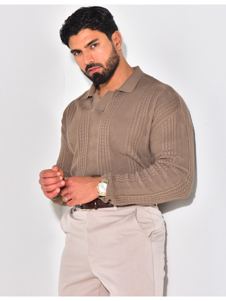 Pull fin à col et motifs