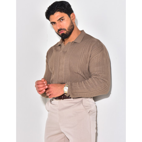 Pull fin à col et motifs