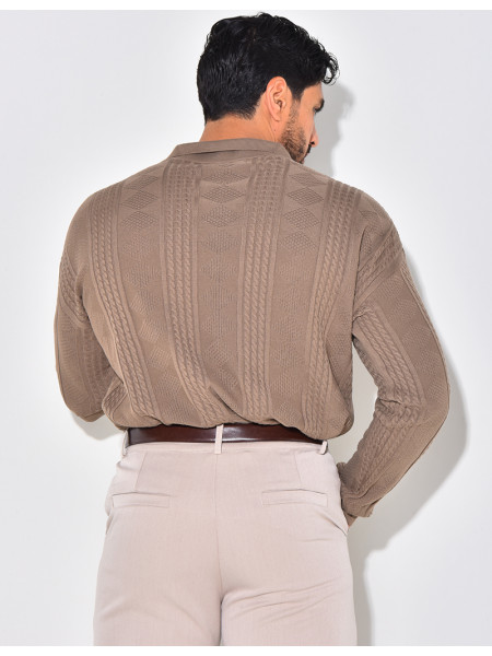 Pull fin à col et motifs