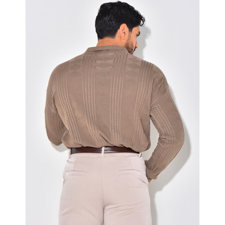 Pull fin à col et motifs