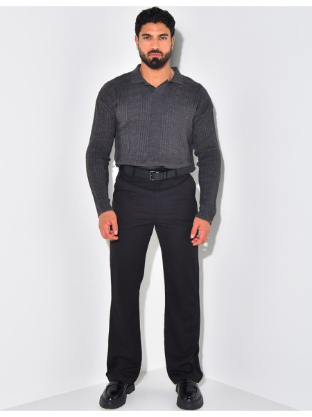 Pull fin à col et motifs