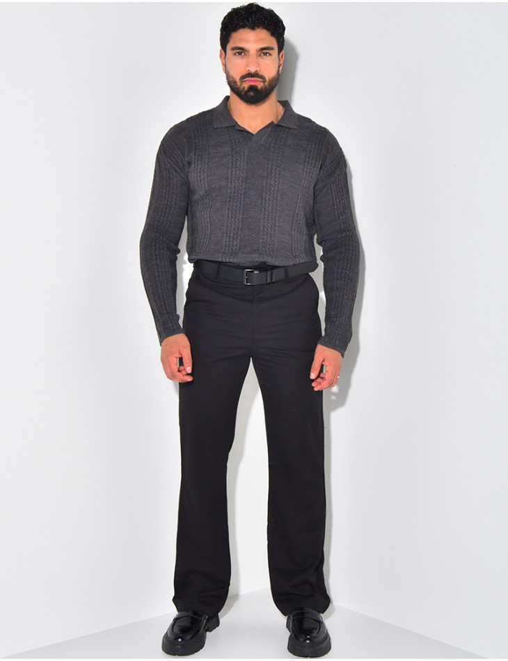 Pull fin à col et motifs