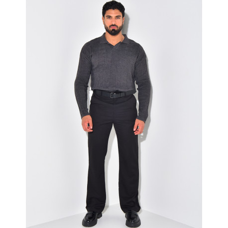 Pull fin à col et motifs