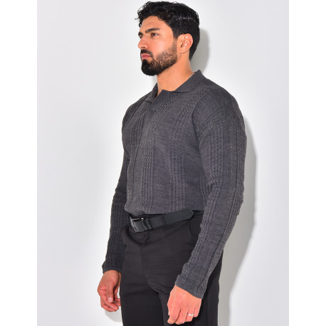 Pull fin à col et motifs