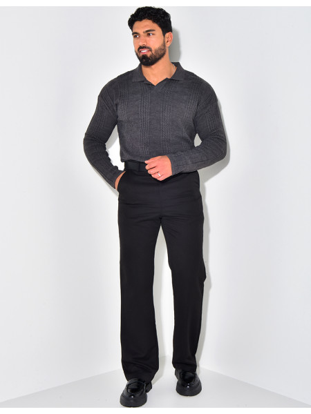 Pull fin à col et motifs