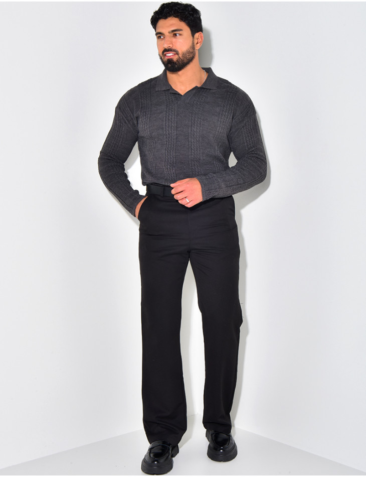 Pull fin à col et motifs