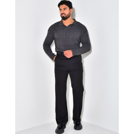 Pull fin à col et motifs