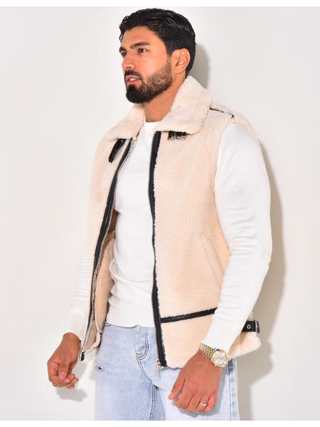 Bombardier sans manches en peau de mouton