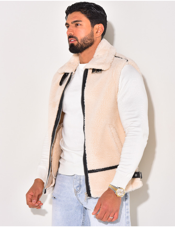 Bombardier sans manches en peau de mouton