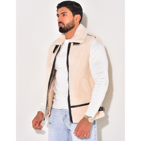 Bombardier sans manches en peau de mouton