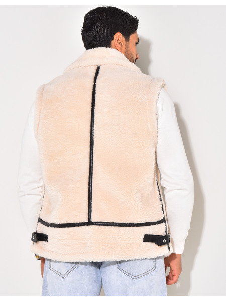 Bombardier sans manches en peau de mouton