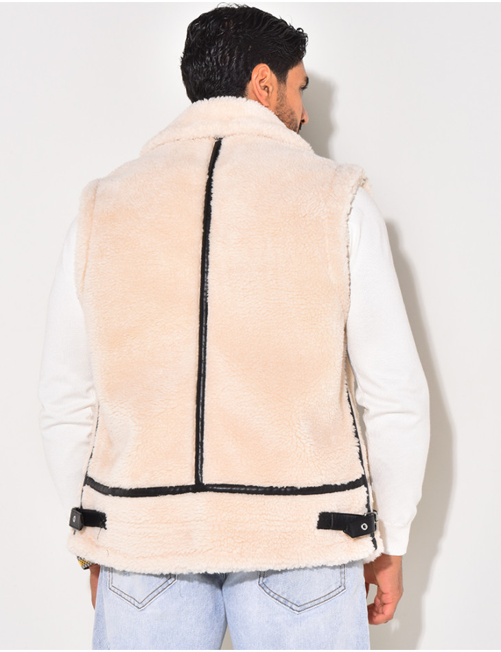 Bombardier sans manches en peau de mouton