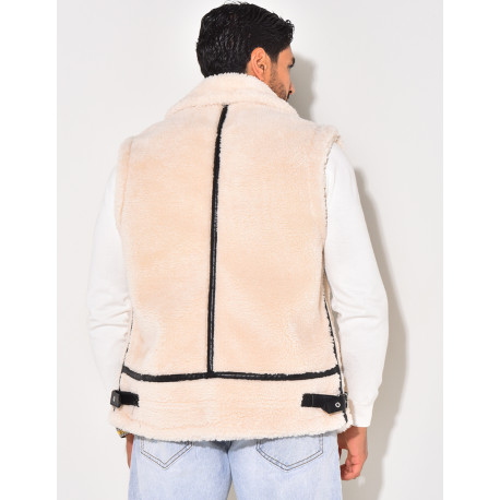 Bombardier sans manches en peau de mouton