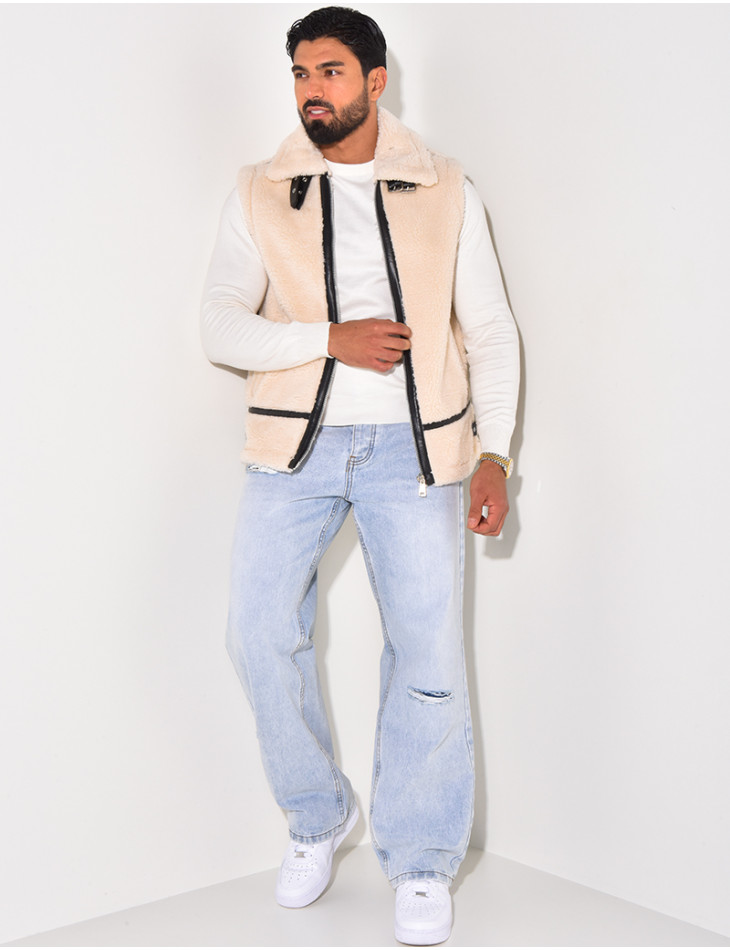 Bombardier sans manches en peau de mouton