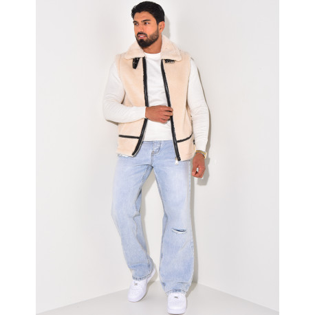 Bombardier sans manches en peau de mouton