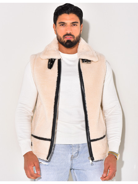 Bombardier sans manches en peau de mouton