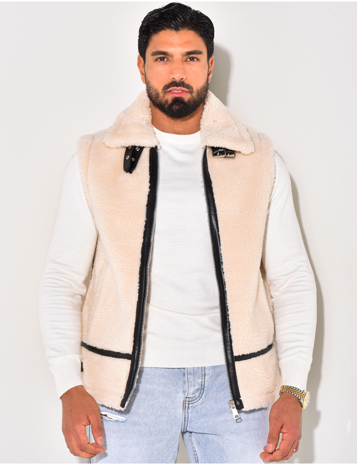 Bombardier sans manches en peau de mouton