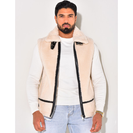 Bombardier sans manches en peau de mouton