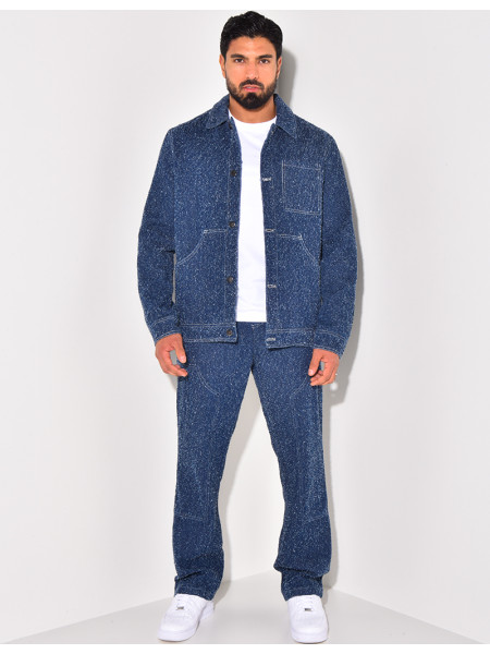 Ensemble pantalon et chemise effet jeans déchiré