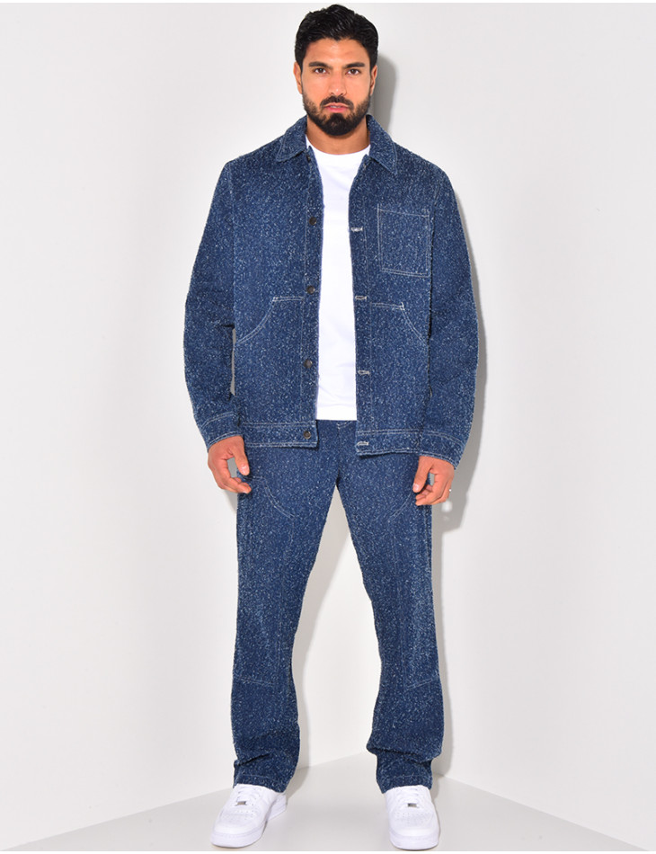 Ensemble pantalon et chemise effet jeans déchiré