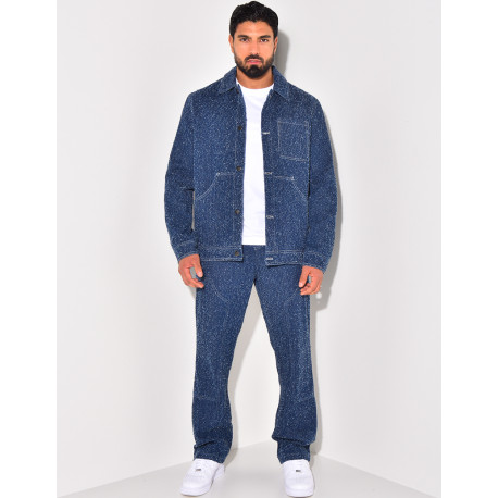 Ensemble pantalon et chemise effet jeans déchiré